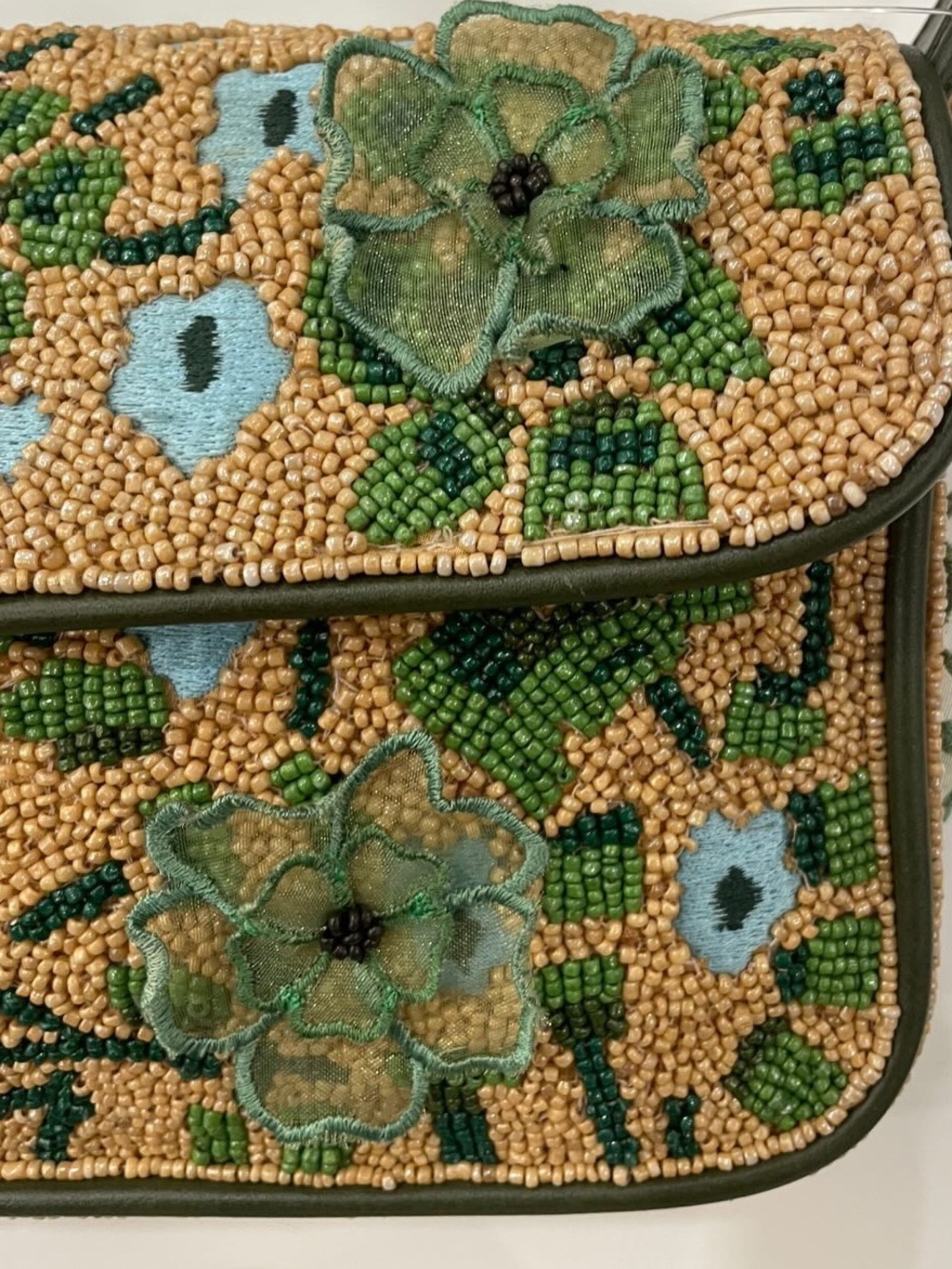 STAUD | Tommy Rare Moss Floral Beaded Shoulder Bag with Floral Appliqué - Picture 6 of 13